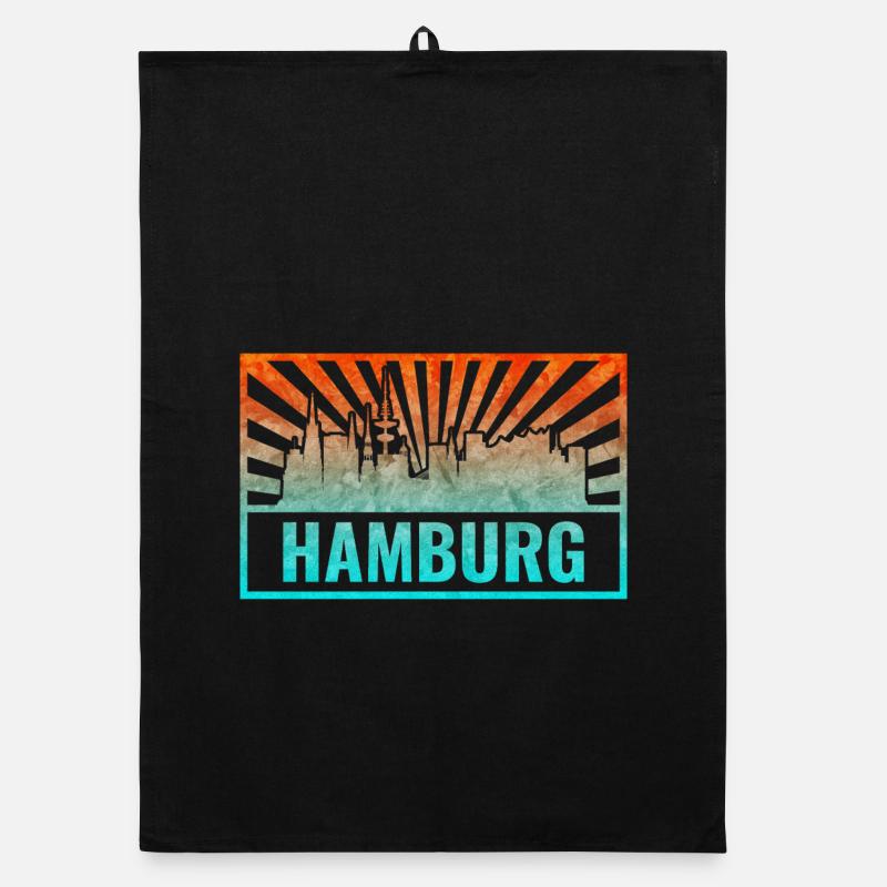 Hamburg Skyline Gradient Organic dish towel