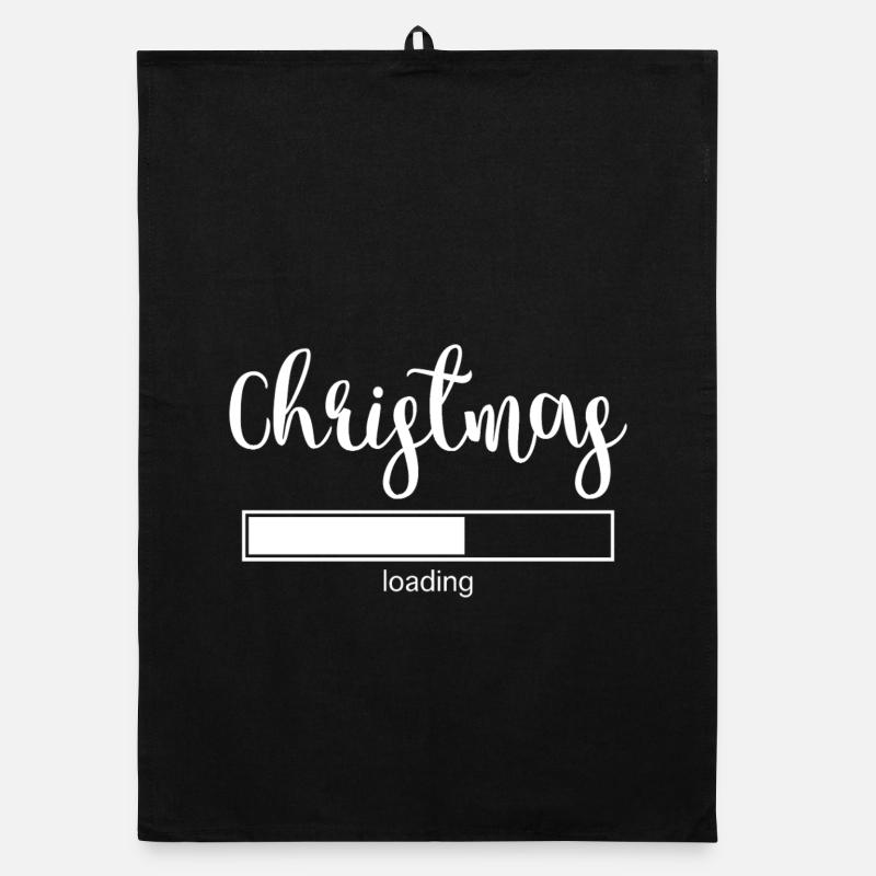 Christmas Loading - Organic dish towel - black