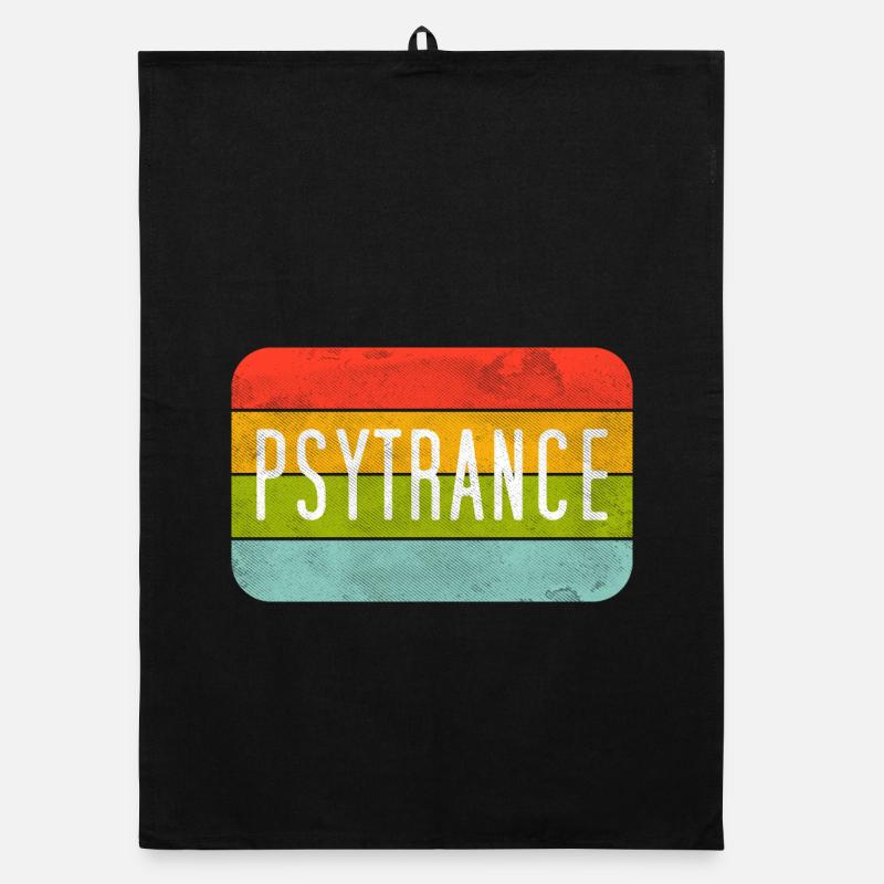 Psytrance Rainbow Stripes Organic dish towel
