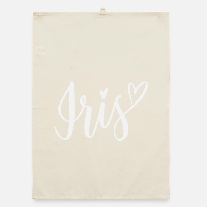 Lettrage en forme de cœur d’iris Torchon bio