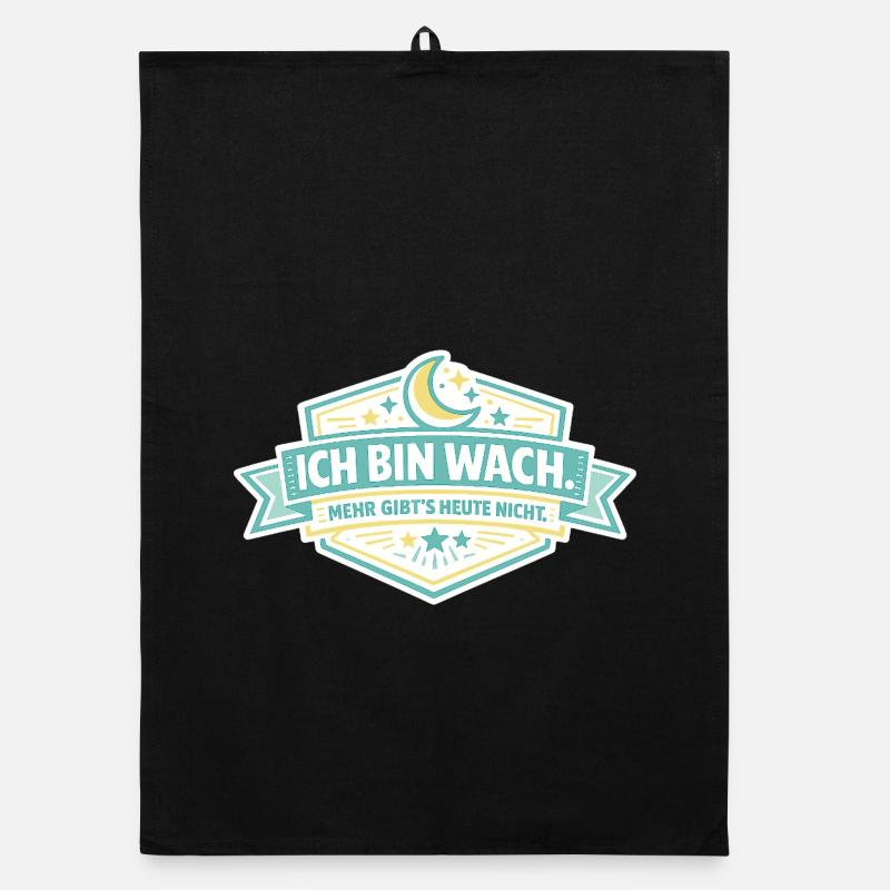 Ich bin wach Badge Organic Geschirrtuch