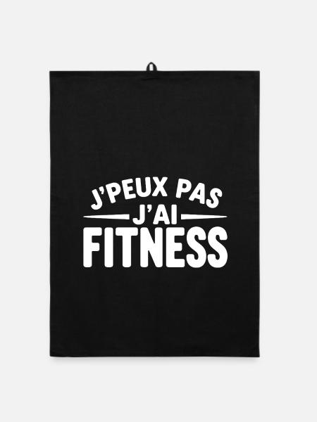 cadeau sport pour homme j'peux pas j'ai fitness - Torchon bio - noir - Devant