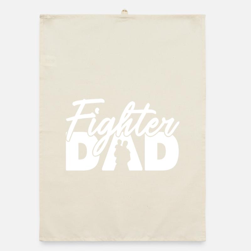 Fighter Dad White Silhouette Bold Slogan Art Organic dish towel