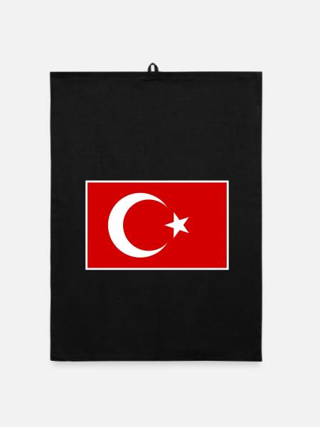 Turkish Flag Stylish Symbol Design - Organic dish towel - black - Front