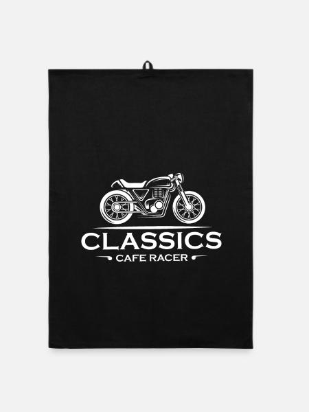 café racer symbol classic biker motorcycle retro - Organic dish towel - black - Front