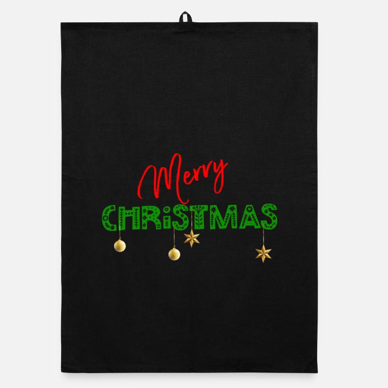 Frohe Weihnachten: Strukturierte grüne Buchstaben Organic Geschirrtuch