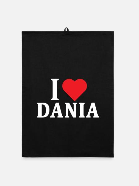 t-shirt I love Dania t-shirt gift idea - Organic dish towel - black - Front