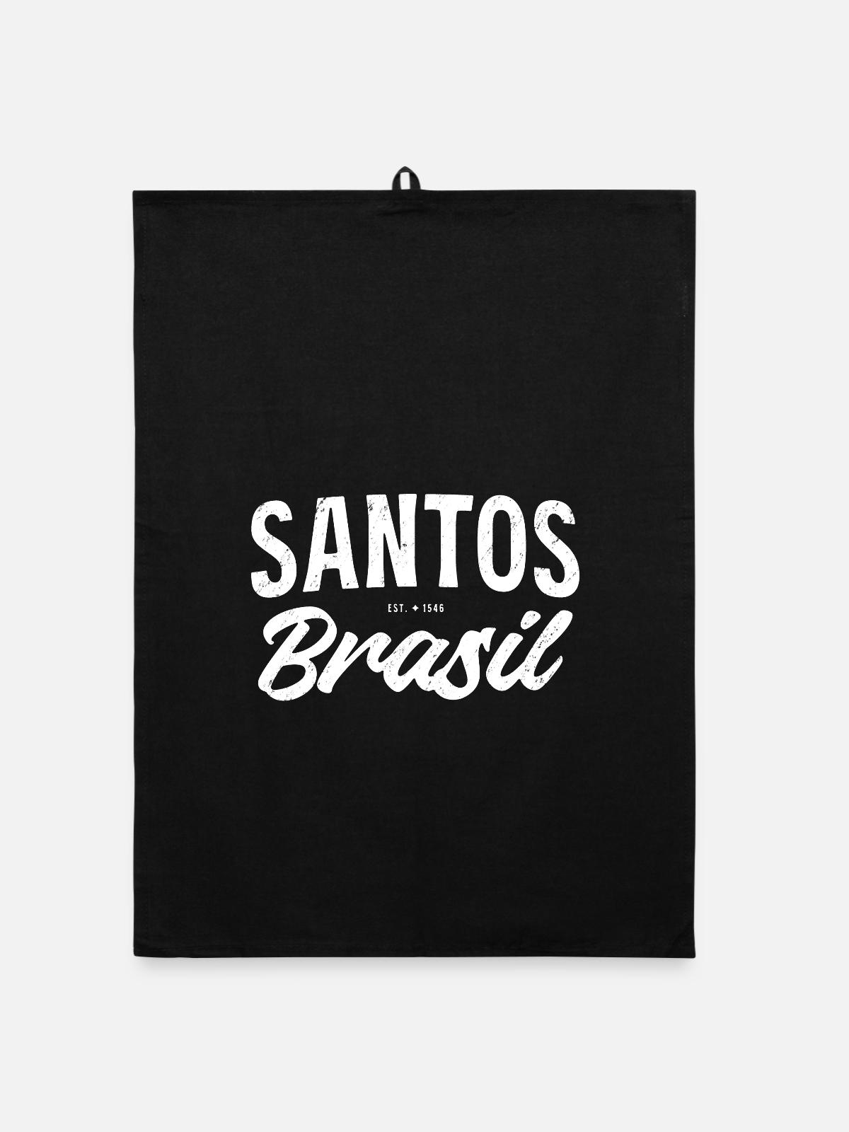 Lettrage Santos Brasil - Torchon bio - noir - Devant