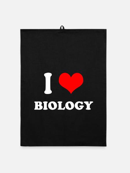 I love biology - Organic dish towel - black - Front