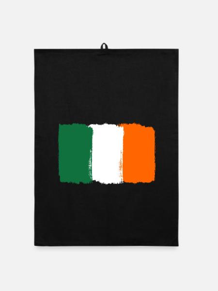Irland Flagge used look - Organic Geschirrtuch - Schwarz - Vorne