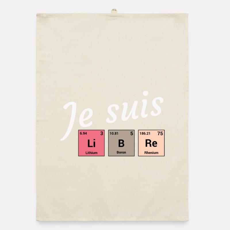 Je suis libre en éléments périodiques Torchon bio