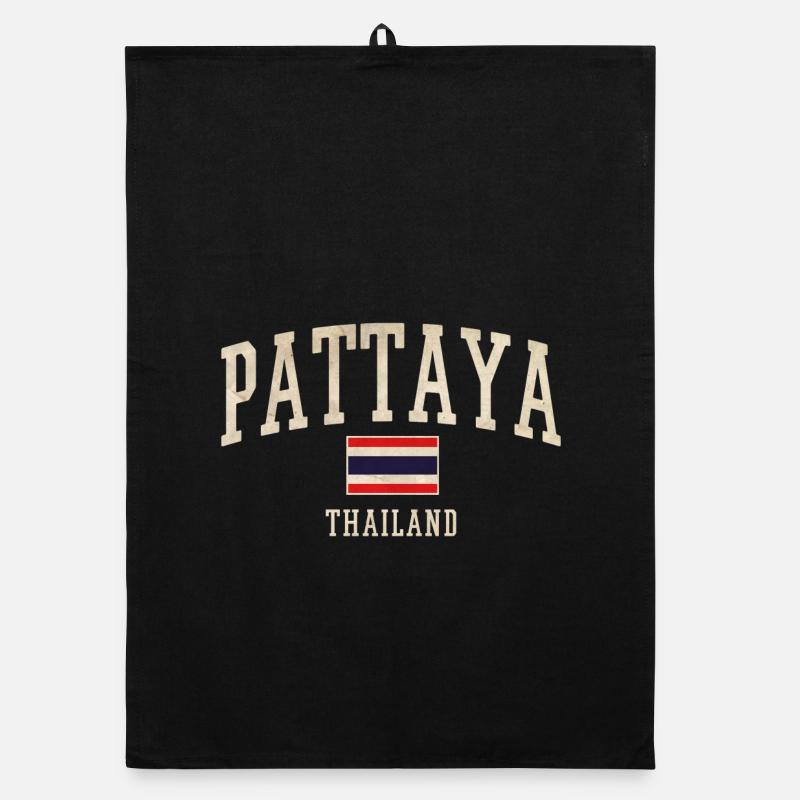 Pattaya Thailand Vintage Script Organic dish towel