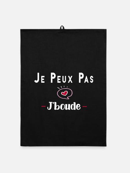 je peux pas j boude ,bouder drole humour tee - Torchon bio - noir - Devant