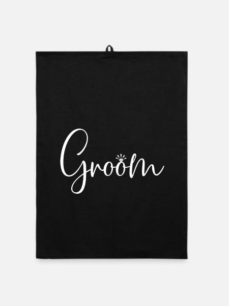 Bräutigam Cool Matching Paar Hochzeitsfeier Ehe - Organic Geschirrtuch - Schwarz - Vorne