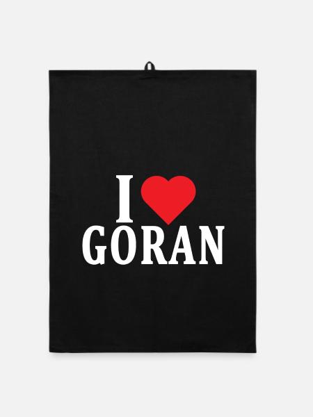 name t-shirt I love Goran t-shirt gift idea - Organic dish towel - black - Front