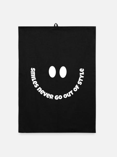 smiles never go out of style - Organic dish towel - black - Front