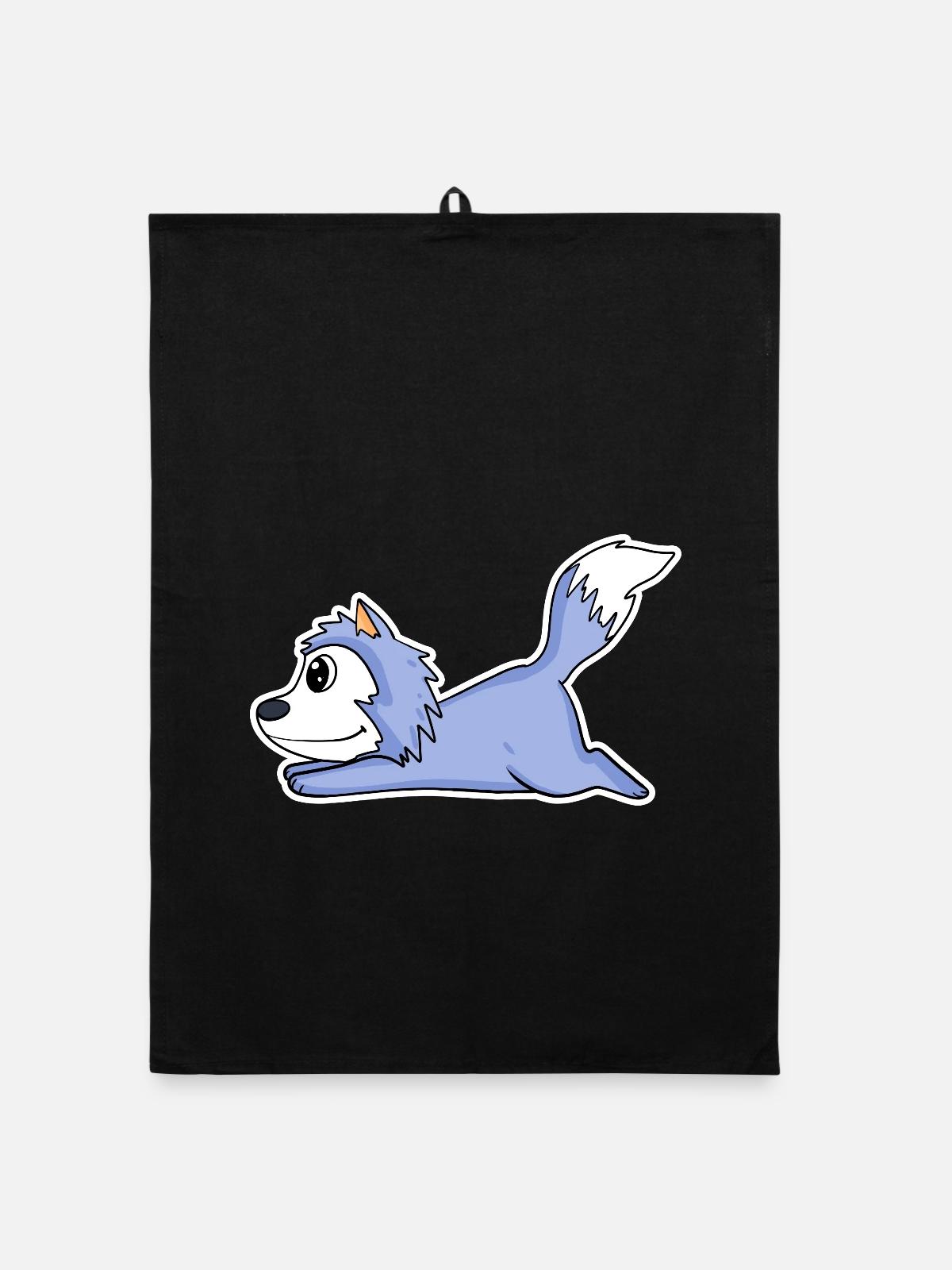 Loup coucheur - Torchon bio - noir - Devant
