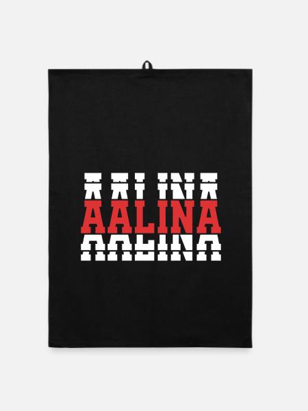 t-shirt Aalina t-shirt texte empilé idée cadeau - Torchon bio - noir - Devant