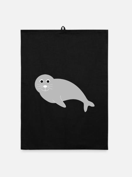 Seals, seals, seals, seals animals - Organic dish towel - black - Front