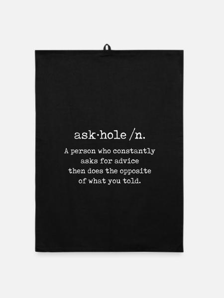 Askhole - Organic dish towel - black - Front