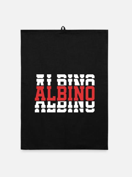 T-Shirt Albino T-Shirt Geschenkidee gestapelter Text - Organic Geschirrtuch - Schwarz - Vorne