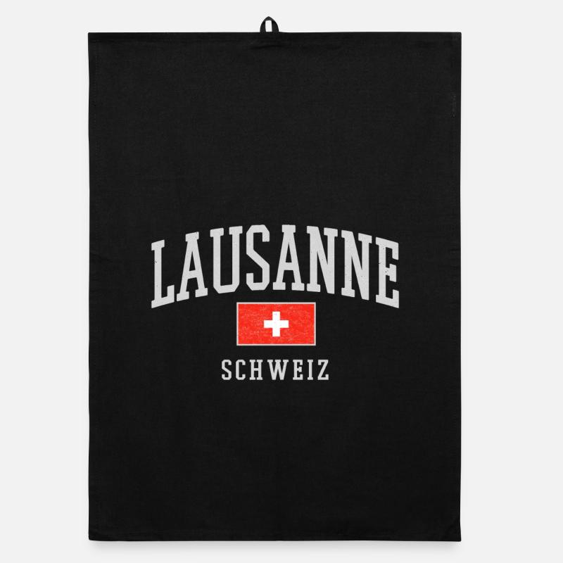 Lausanne Schweiz Vintage Emblem Organic Geschirrtuch
