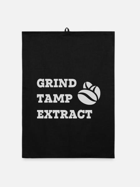 Grind Tamp Extract Coffee - Organic dish towel - black - Front