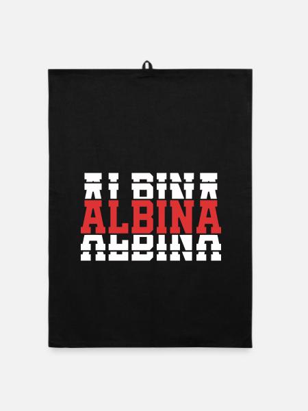 T-Shirt Albina T-Shirt Geschenkidee gestapelter Text - Organic Geschirrtuch - Schwarz - Vorne