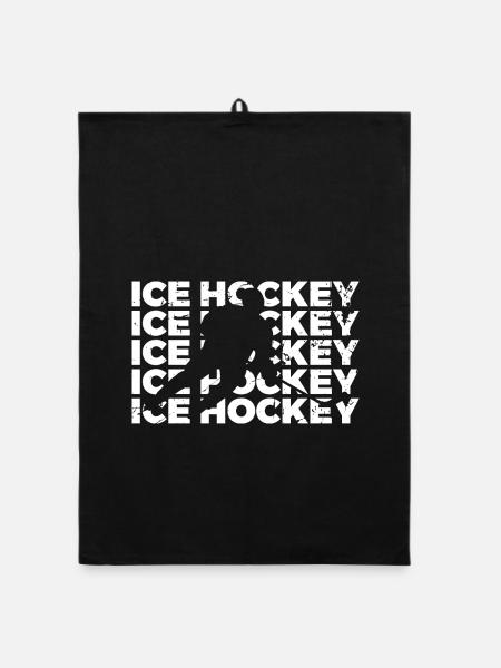 Eishockey - Organic Geschirrtuch - Schwarz - Vorne