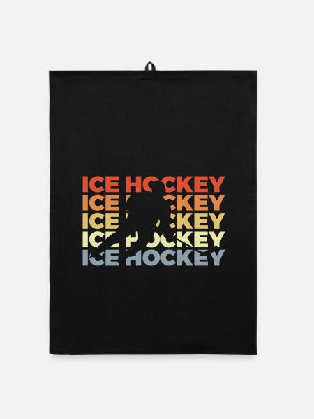 Ice Hockey Vintage Look - Organic Geschirrtuch - Schwarz - Vorne