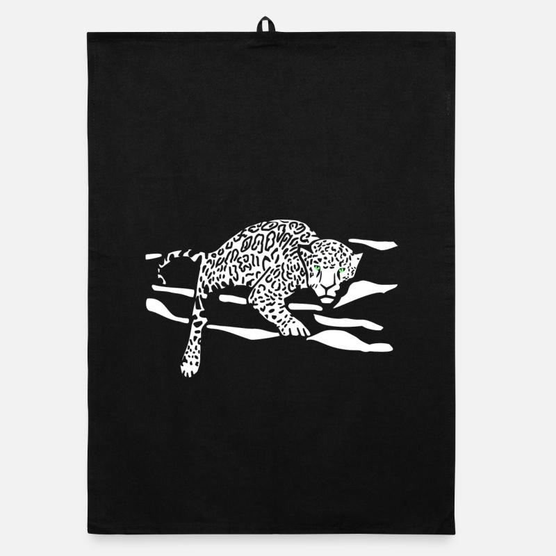 Leopard Sprung Silhouette Organic Geschirrtuch