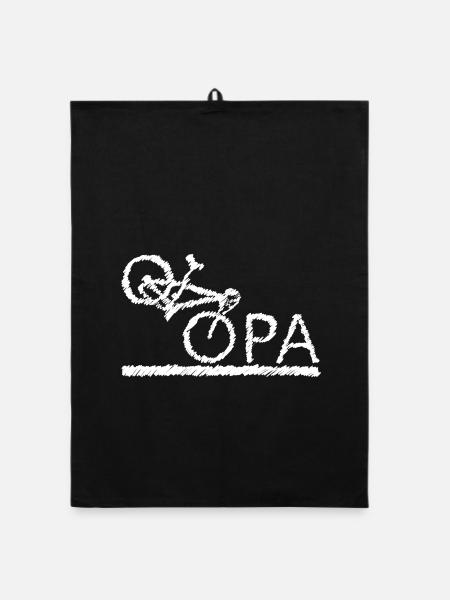 bester Opa Fahrrad Mountainbike Radeln Kritzeln - Organic Geschirrtuch - Schwarz - Vorne