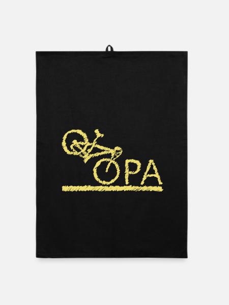 bester Opa Fahrrad Mountainbike Radeln Kritzeln - Organic Geschirrtuch - Schwarz - Vorne