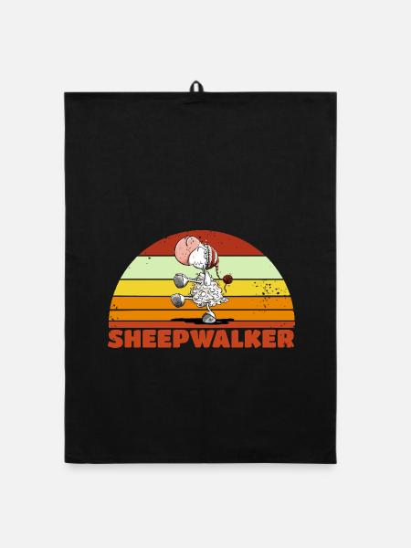 Sleepwalker Sleepwalker Sheep Jeu de mots - Torchon bio - noir - Devant