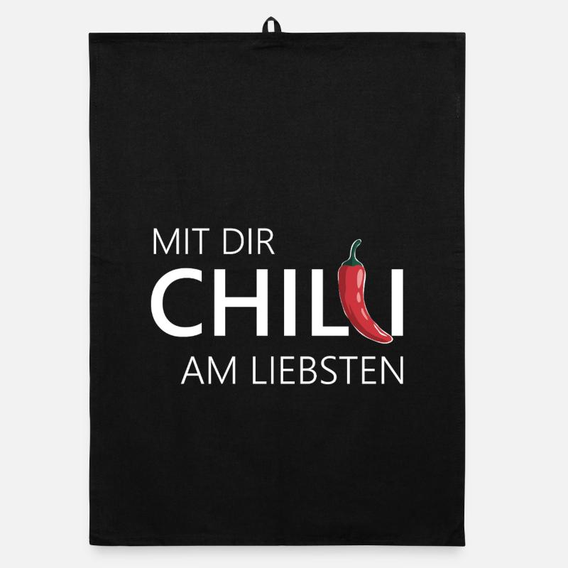mit dir chilli am liebsten chili chillen Organic Geschirrtuch