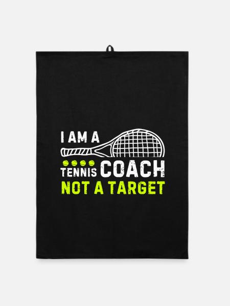 Tennis Coach Quote with Racket Motif - Organic dish towel - black - Front