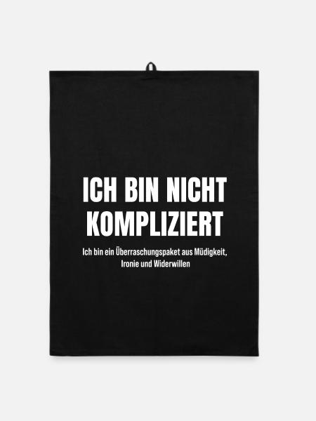 Ironisch, müde, genervt – trotzdem charmant - Organic Geschirrtuch - Schwarz - Vorne