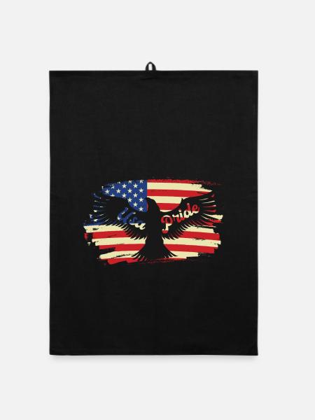 American Pride Eagle on Flag - Organic dish towel - black - Front