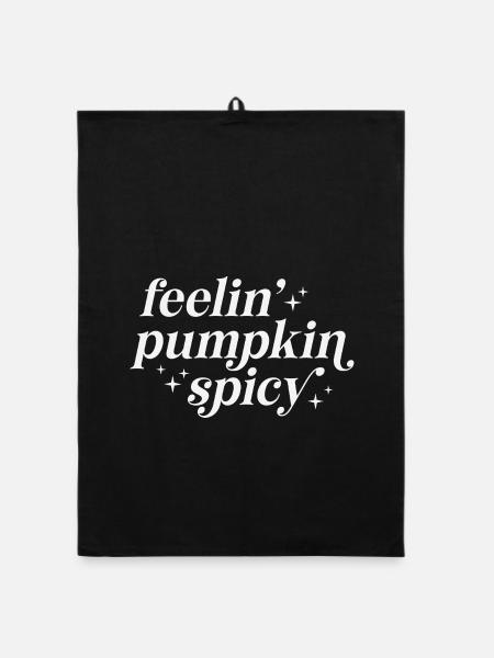Gefühle von Kürbisschärfe Typografie - Organic Geschirrtuch - Schwarz - Vorne