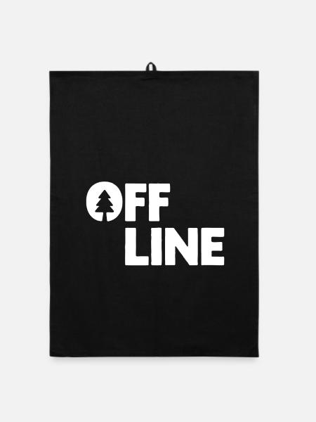 Hors ligne – Camping, Liberté, Forêt extérieure - Torchon bio - noir - Devant
