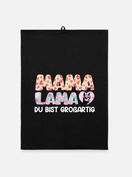 MAMA LAMA TU ES SUPER Drôle - Torchon bio - noir - Devant