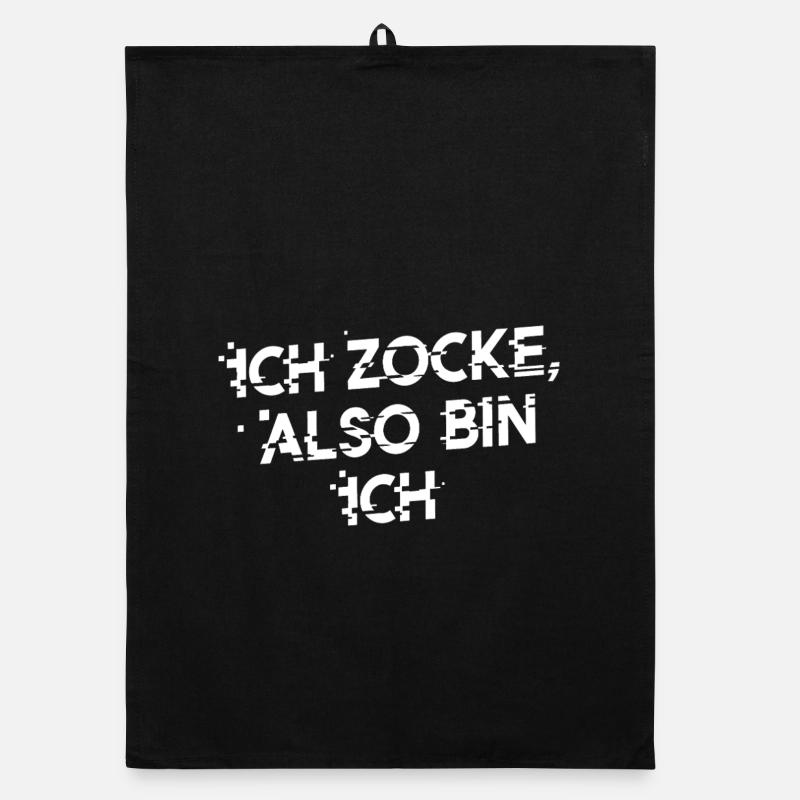 ICH ZOCKE ALSO BIN ICH! Lustiges Statement - Organic Geschirrtuch - Schwarz