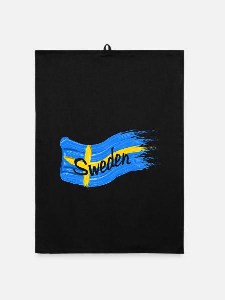 Swedish flag - Organic dish towel - black - Front
