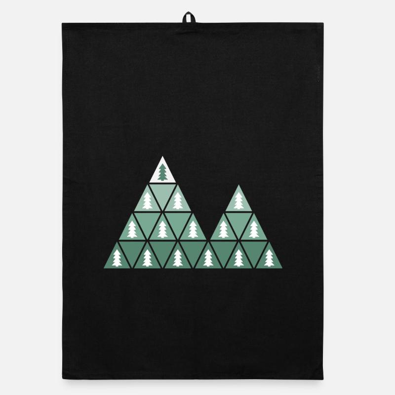 Sapins et montagnes - Torchon bio - noir