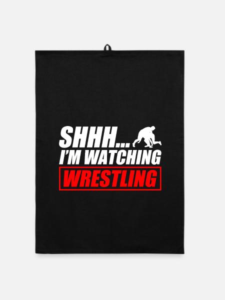 Je regarde catching wrestling drôle, catcheur - Torchon bio - noir - Devant