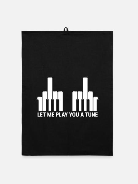 Piano Keys Middle Fingers - Organic dish towel - black - Front