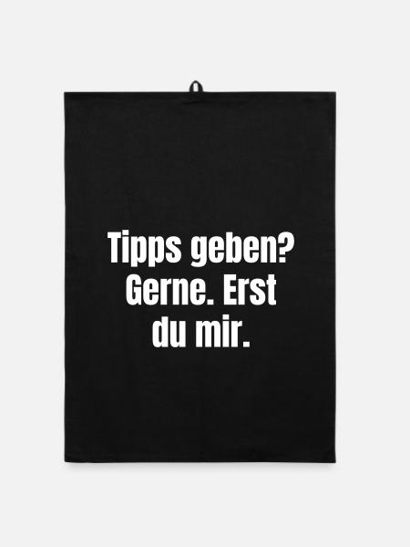 Give tips? You're welcome. First you me. - Organic dish towel - black - Front