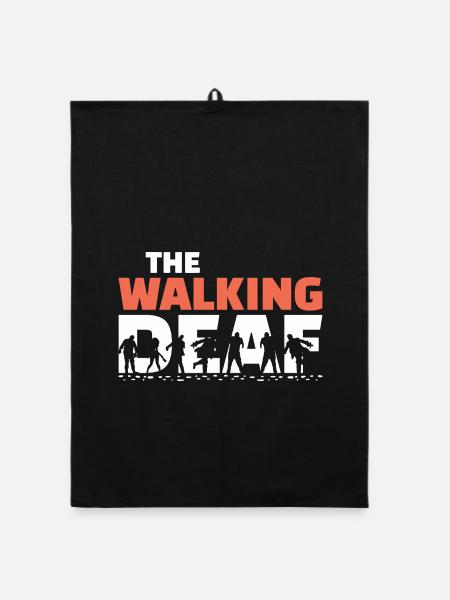 The Walking Deaf Funny Hearing Impairment Art - Organic Geschirrtuch - Schwarz - Vorne