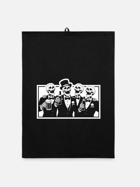 Team Bräutigam Junggeselle Skelett - Organic Geschirrtuch - Schwarz - Vorne