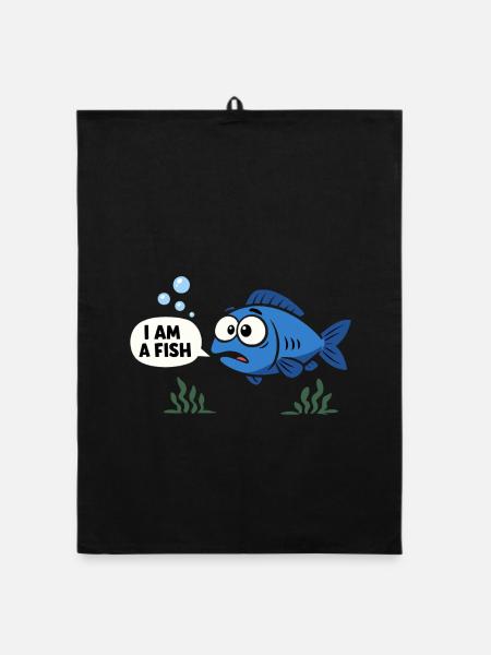 Blauer Fisch Kostüm Meerestier Karneval Fasching - Organic Geschirrtuch - Schwarz - Vorne